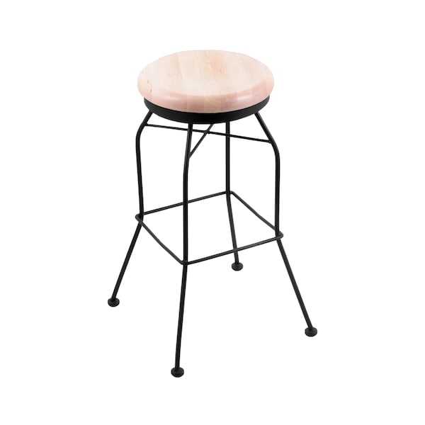 30" Swivel Bar Stool, Black Wrinkle, Nat Maple Seat